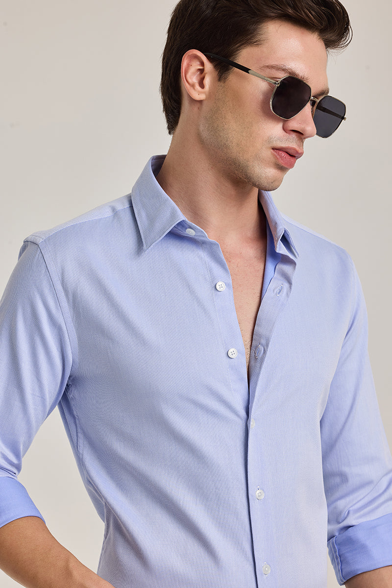 Light Blue Solid Slim Fit Shirt