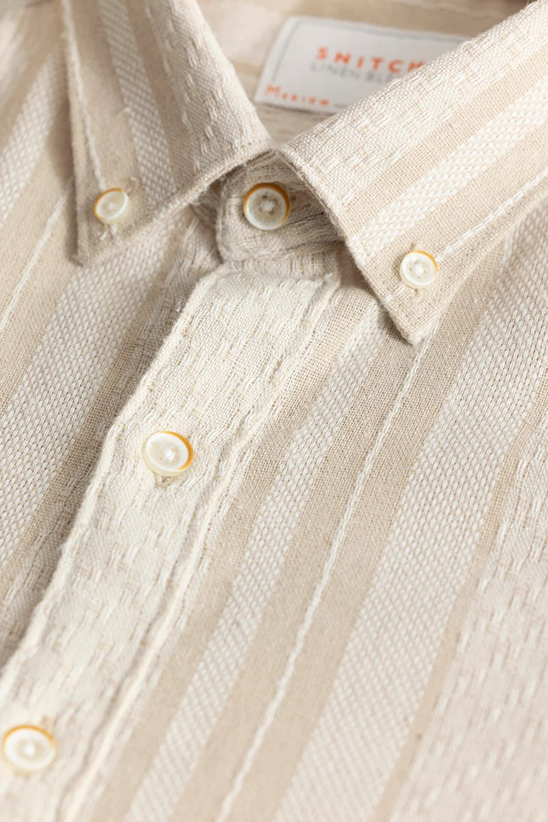 Yves Cream Stripes Linen Shirt