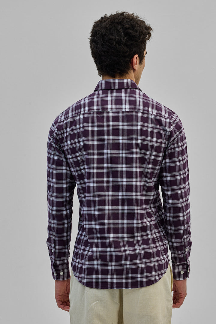 Purple Gingham Slim Fit Shirt