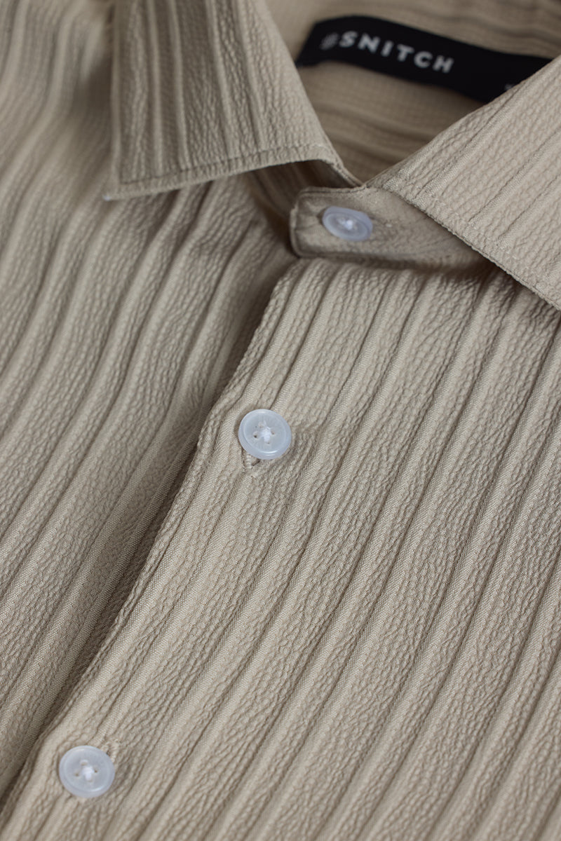 Beige Stripes Slim Fit Shirt