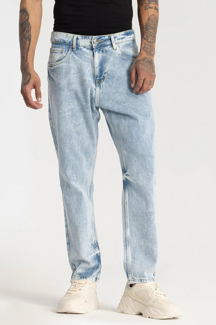 Light Blue Plain Baggy Fit Jeans