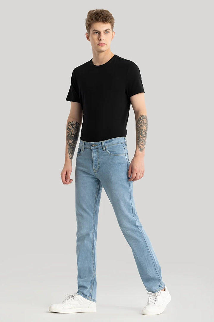 Olivier Light Blue Plain Straight  Fit Jeans