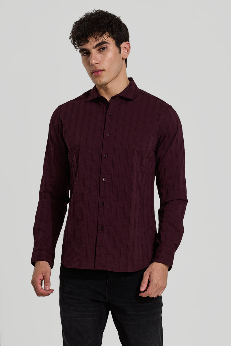 Burgundy Self Striped Shirt