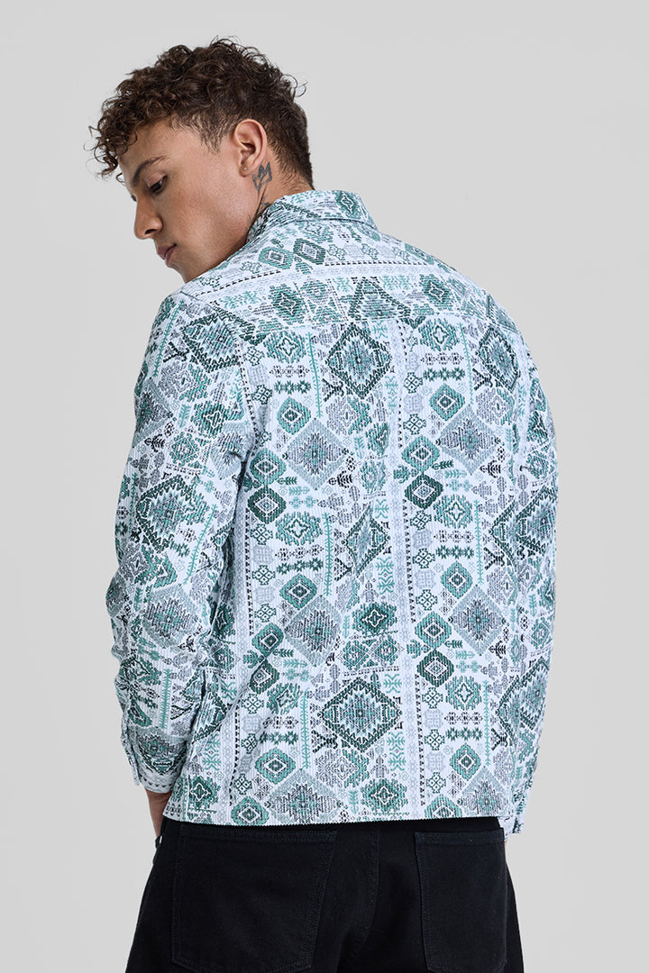 Green Geometric Corduroy Jacket