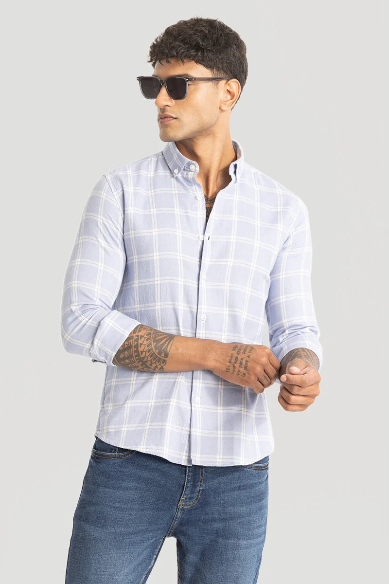 Light Blue Oxford Checks Shirt