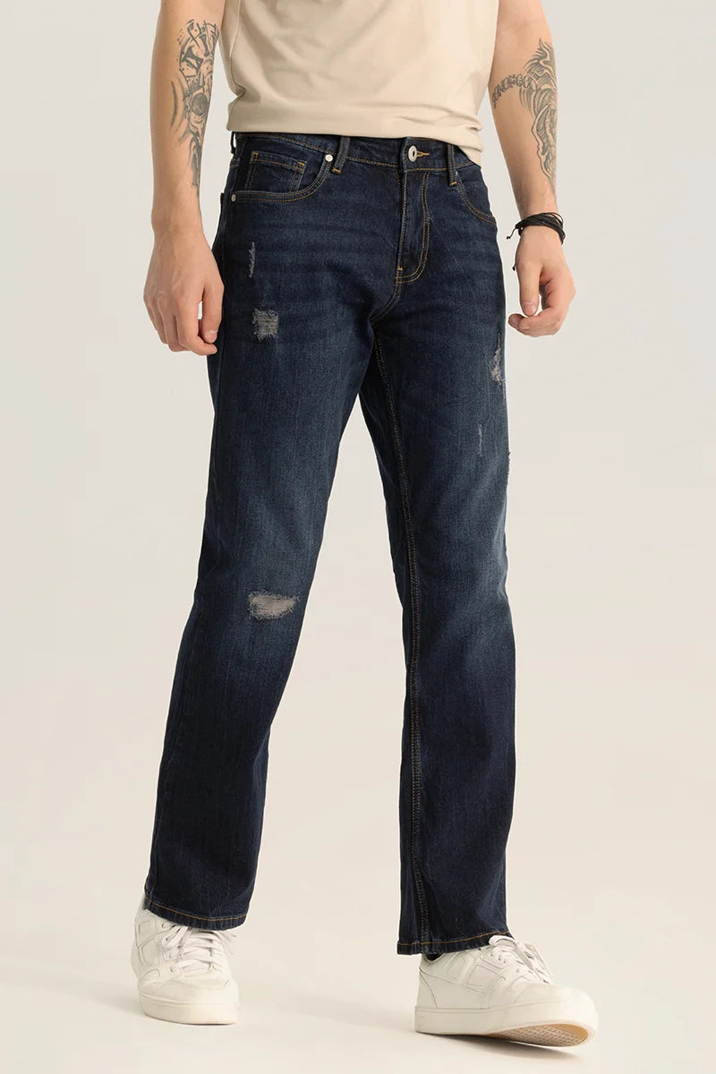 Vanguard Dark Blue Distressed Bootcut Jeans