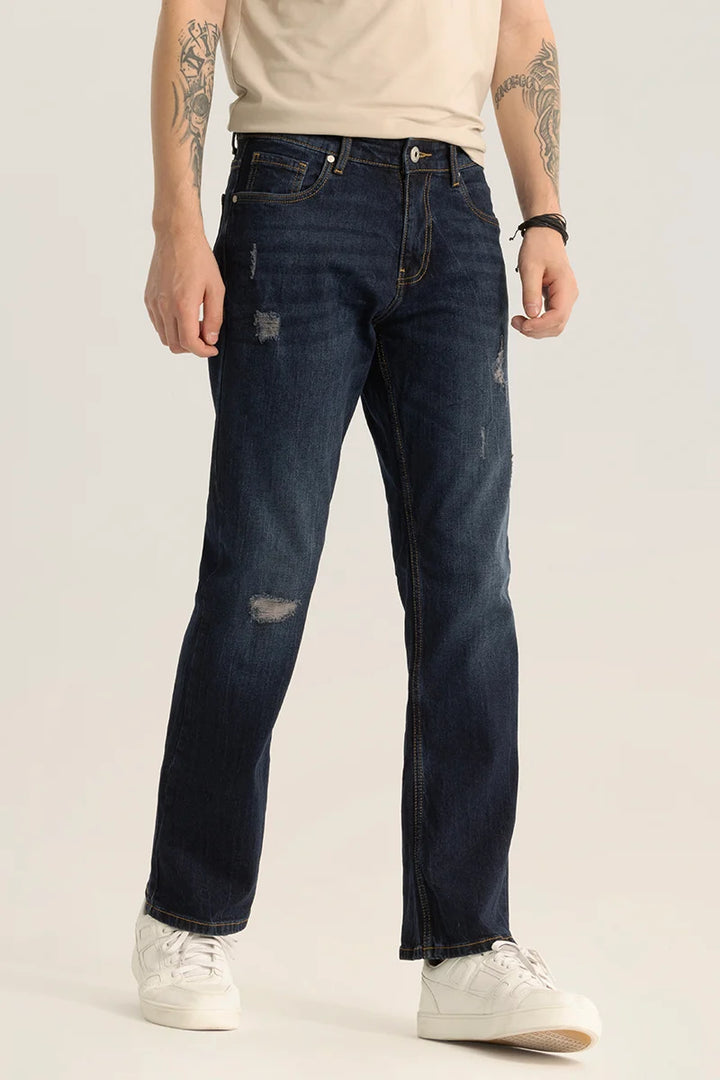 Vanguard Dark Blue Distressed Bootcut Jeans