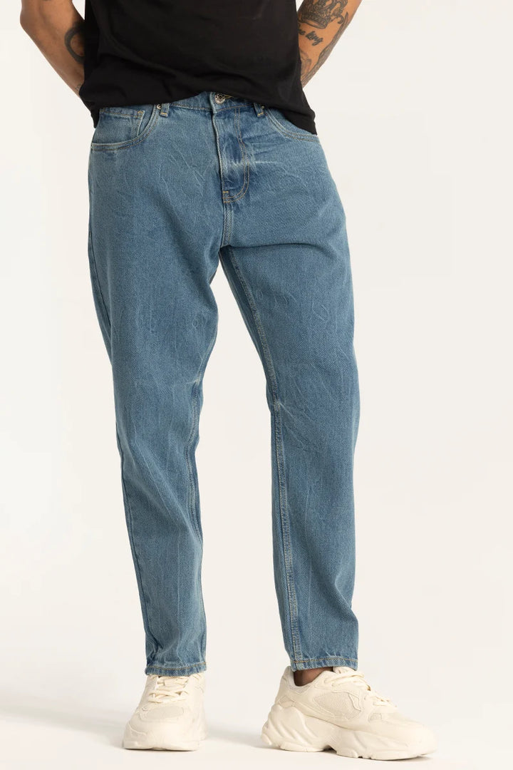 Denim Blue Plain Baggy Fit Jeans