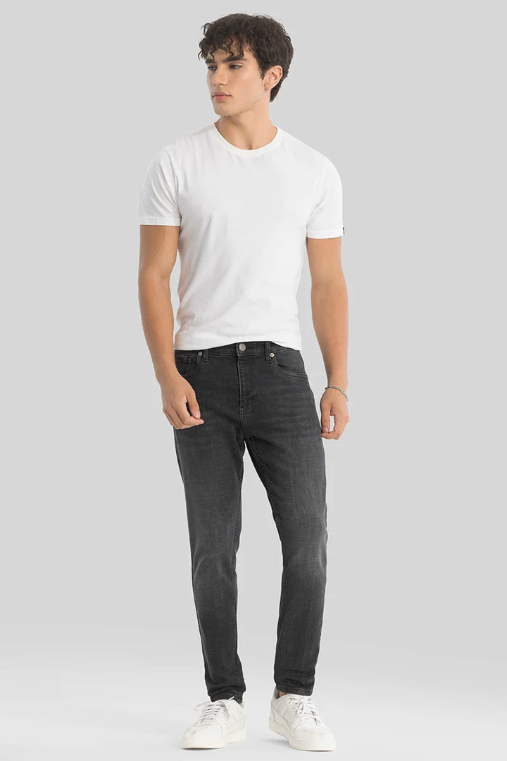 Charcoal Grey Plain Skinny Fit Jeans