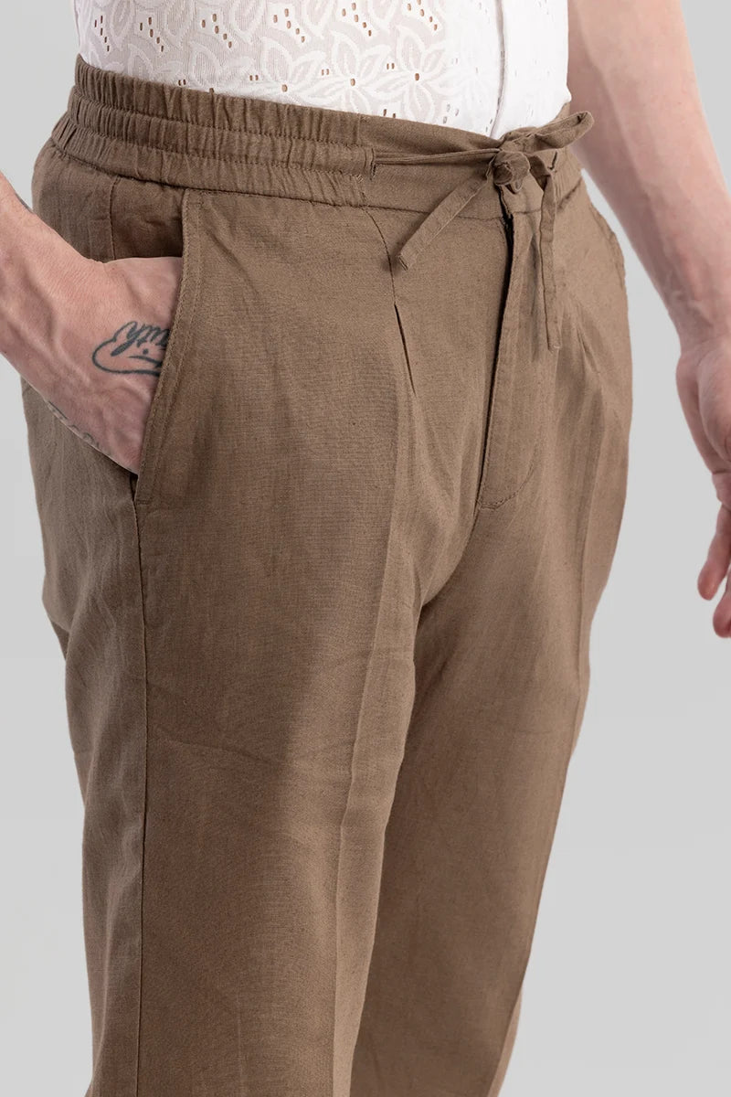 Nova Brown Linen Blend Trouser