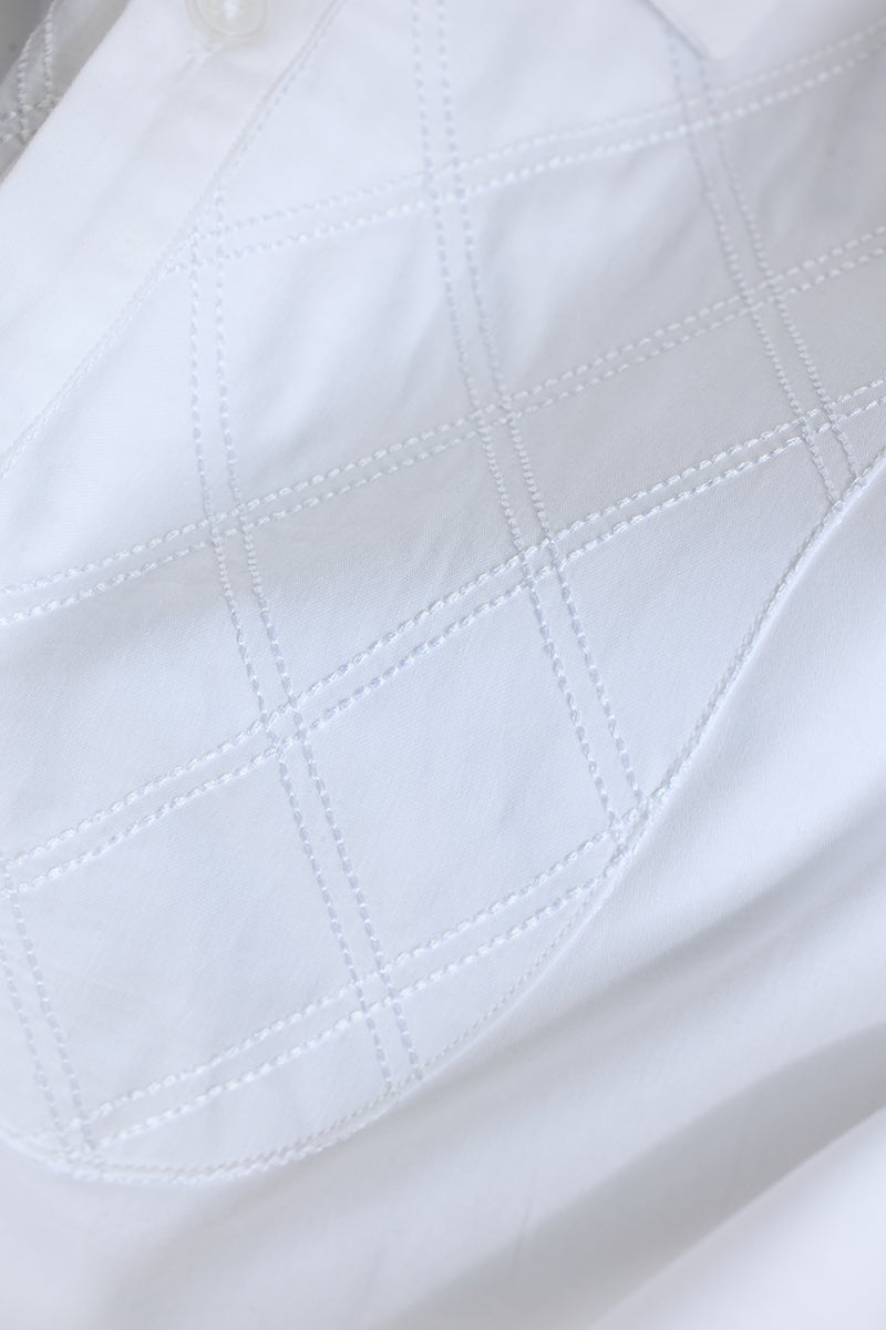 White Embroidered Slim Fit Shirt