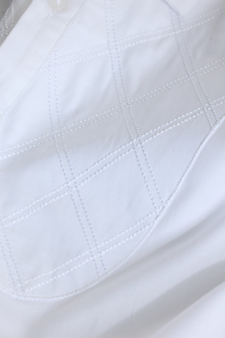 White Embroidered Slim Fit Shirt