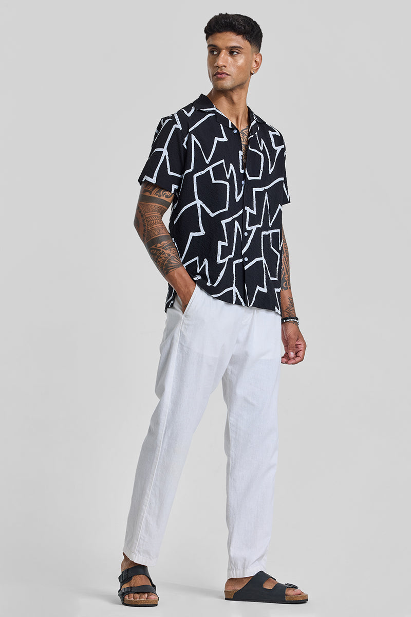 Black Abstract Slim Fit Shirt