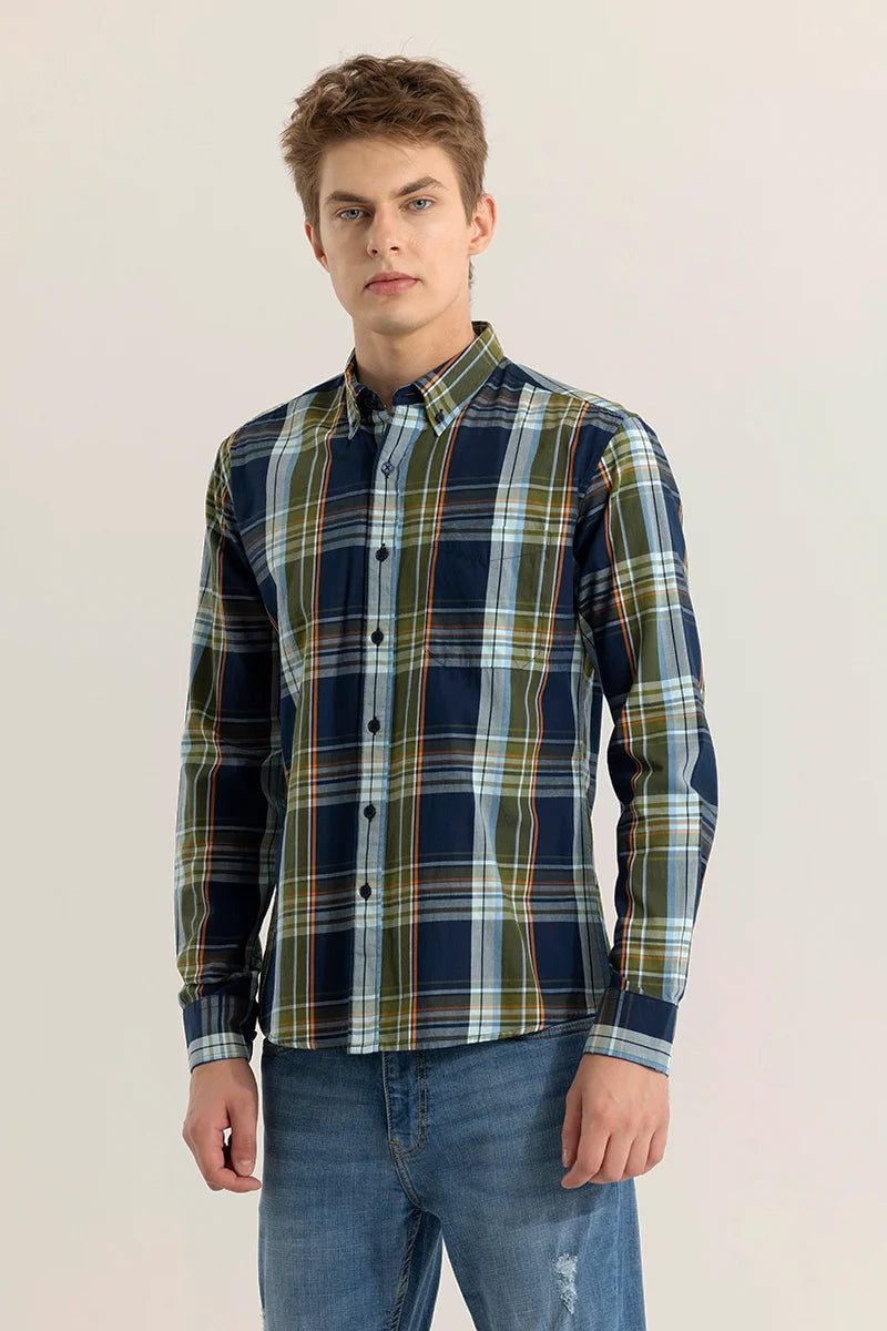 Sigrid Navy Checked Shirt