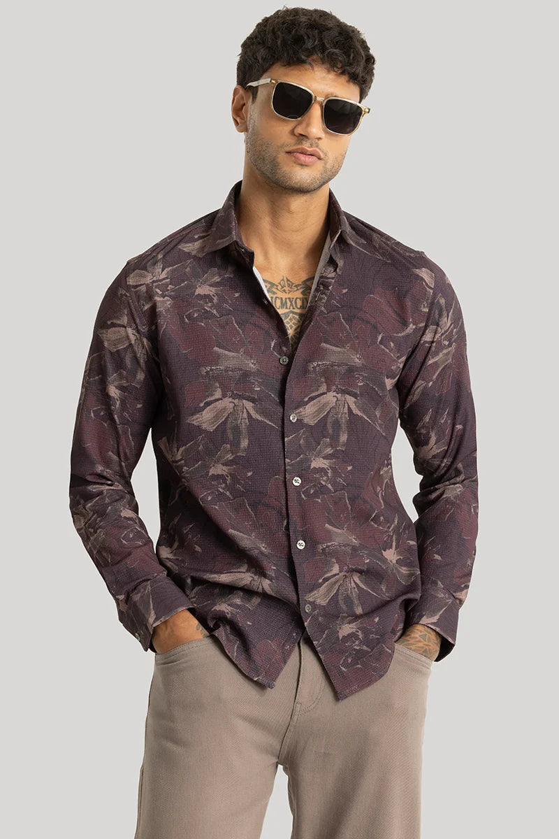 Origin Dark Brown Abstract Shirt