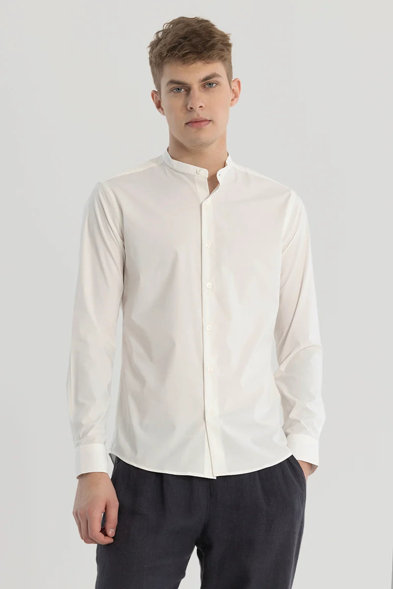 White Plain Mandarin Shirt