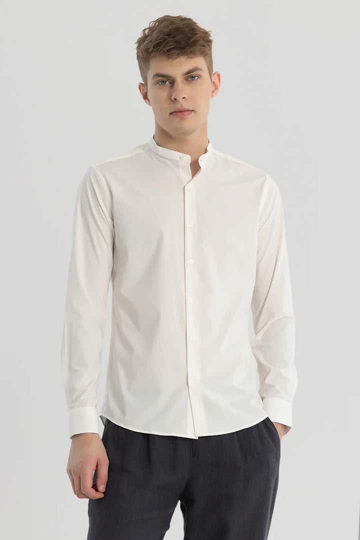 White Plain Mandarin Shirt