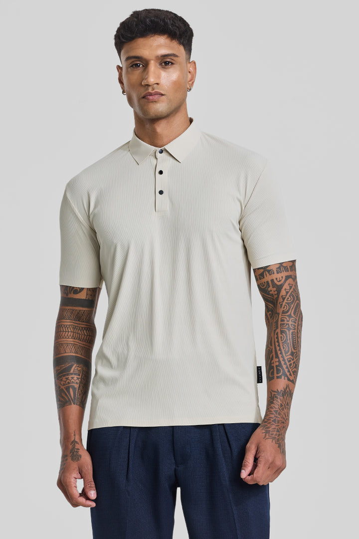 Cream Stitchless Polo T-Shirt