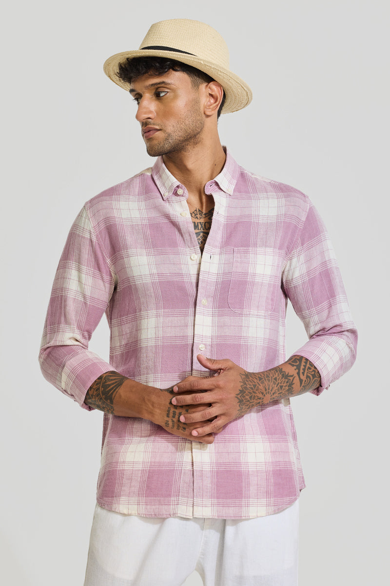 Pink Checks Linen Shirt