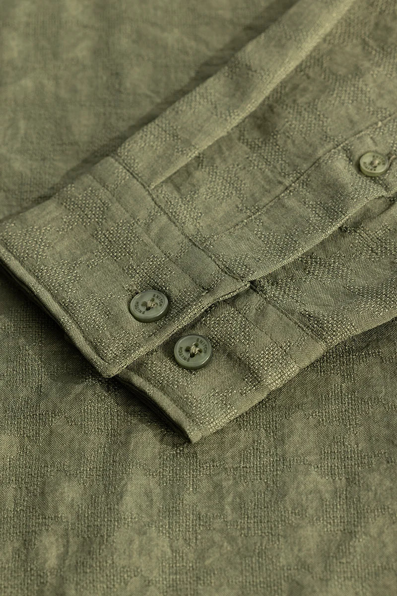 Olive Self-Design Shirt