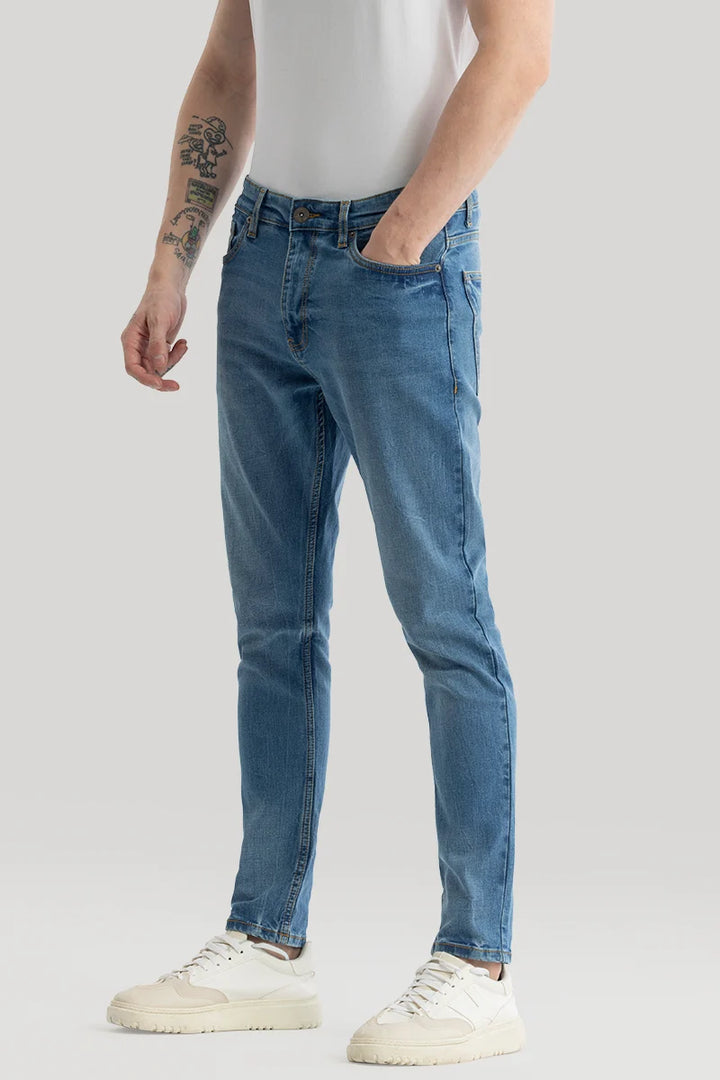 Phantom Sky Blue Plain Skinny Fit Jeans