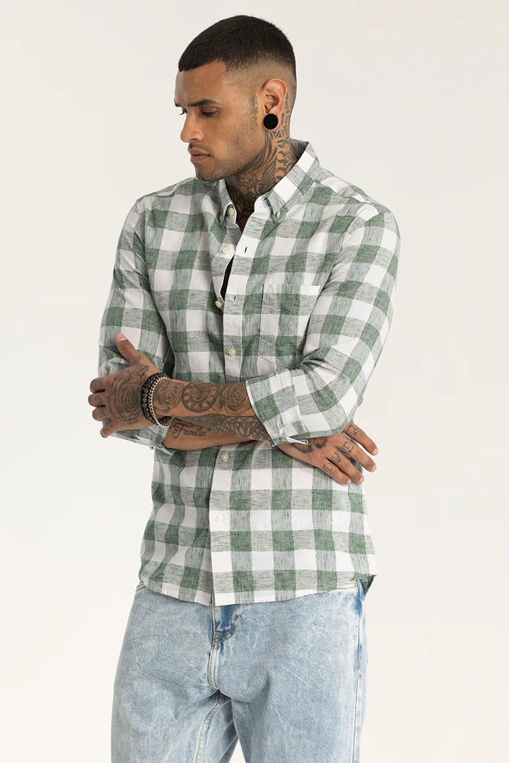 Green Checks Linen shirt