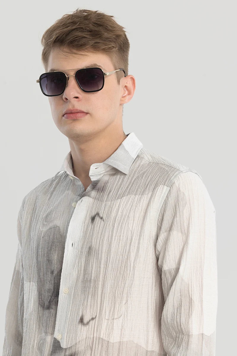 White Textured Abstract Shirt