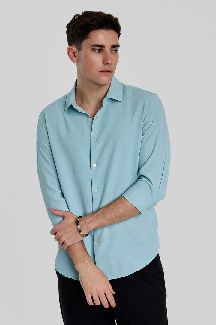 Light Blue Self-Design Shirt