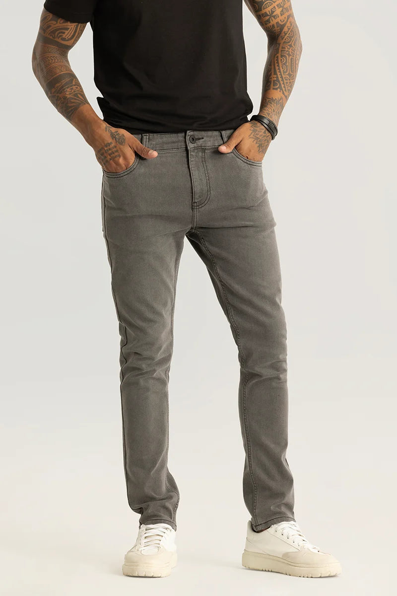 Nexus Light Grey Plain Slim Fit Jeans