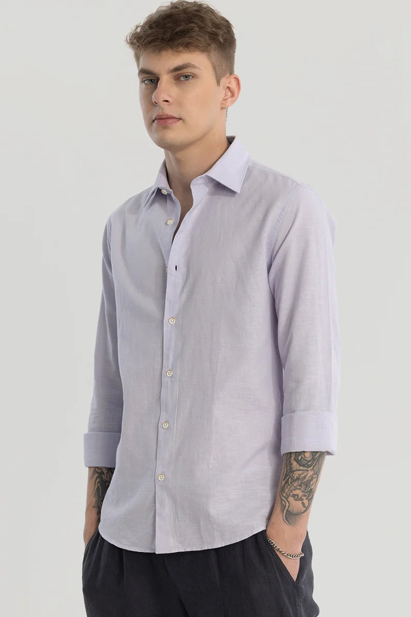 Lavender Plain Linen Blend Shirt