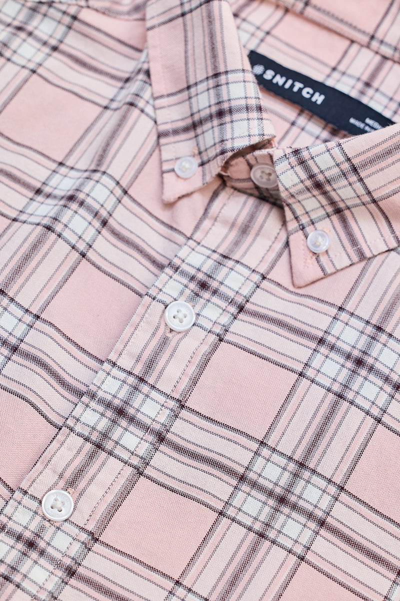 Light Pink Checks Slim Fit Shirt