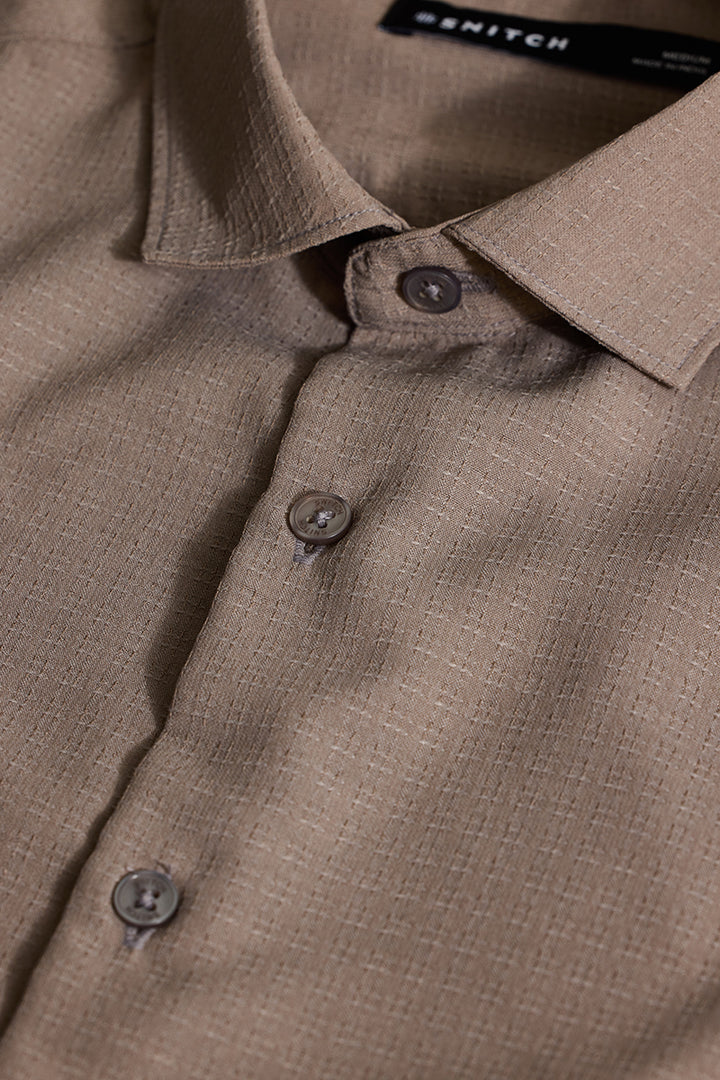 Light Brown Textured Slim Fit Shirt