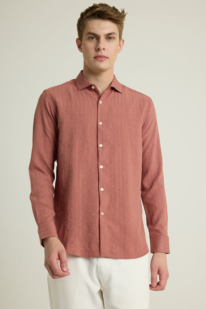 Mauve Self Stripe Shirt