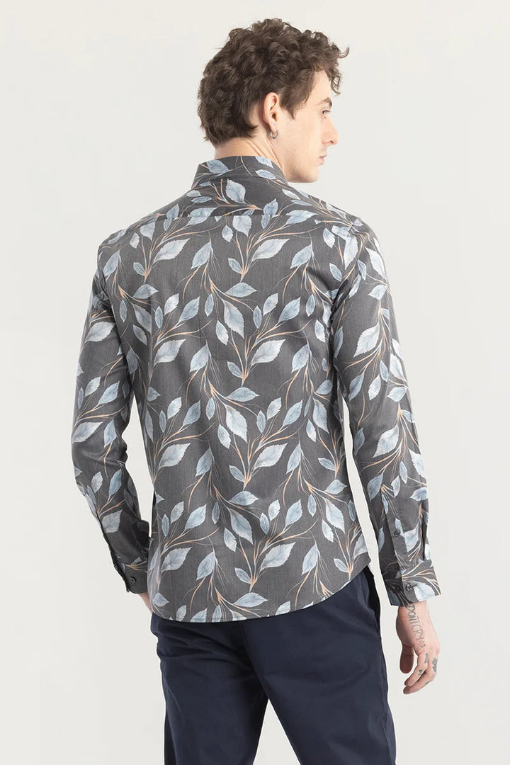 Leafstique Grey Printed Shirt