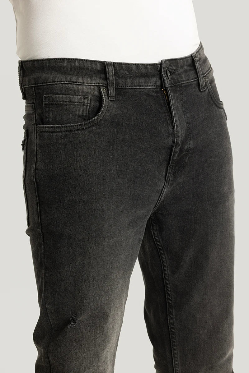 Nexus Charcoal Black Distressed Slim Fit Jeans