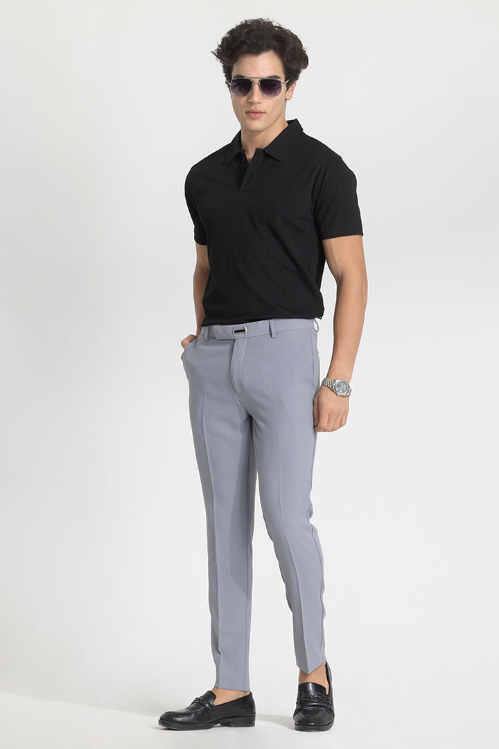 Light Grey Checks Slim Fit Trousers