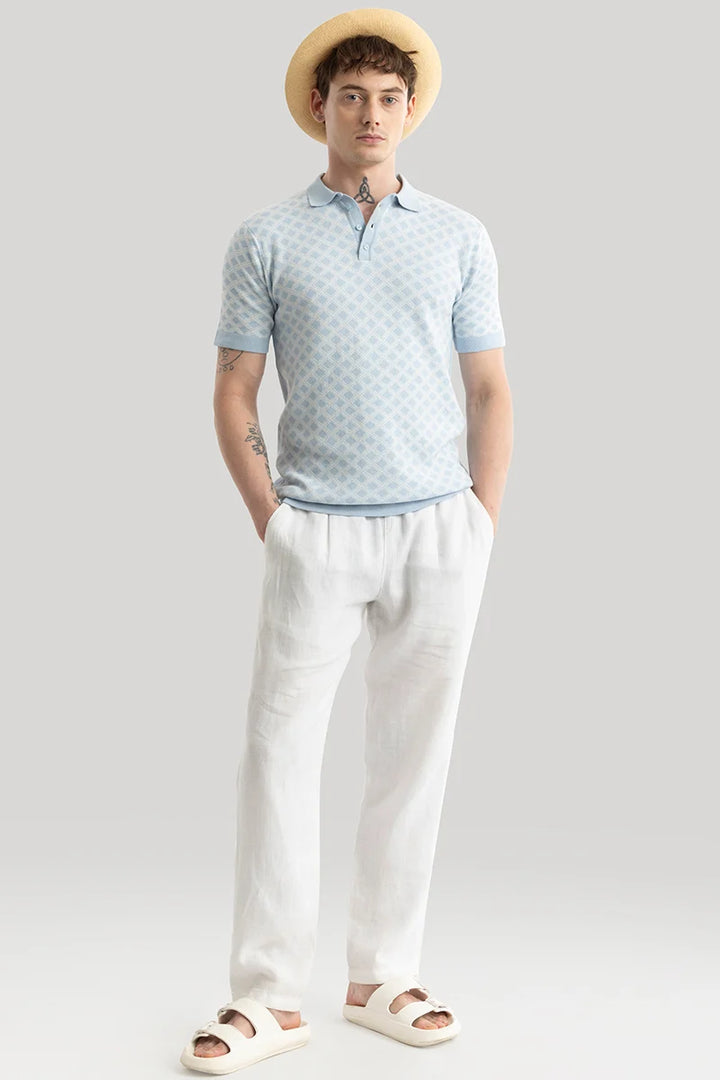 Gianna Light Blue Geometric Polo T-Shirt