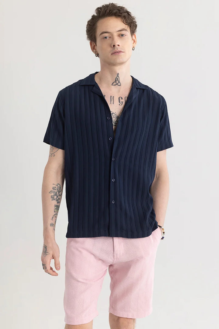 Stripariffic Navy Self-Design Shirt