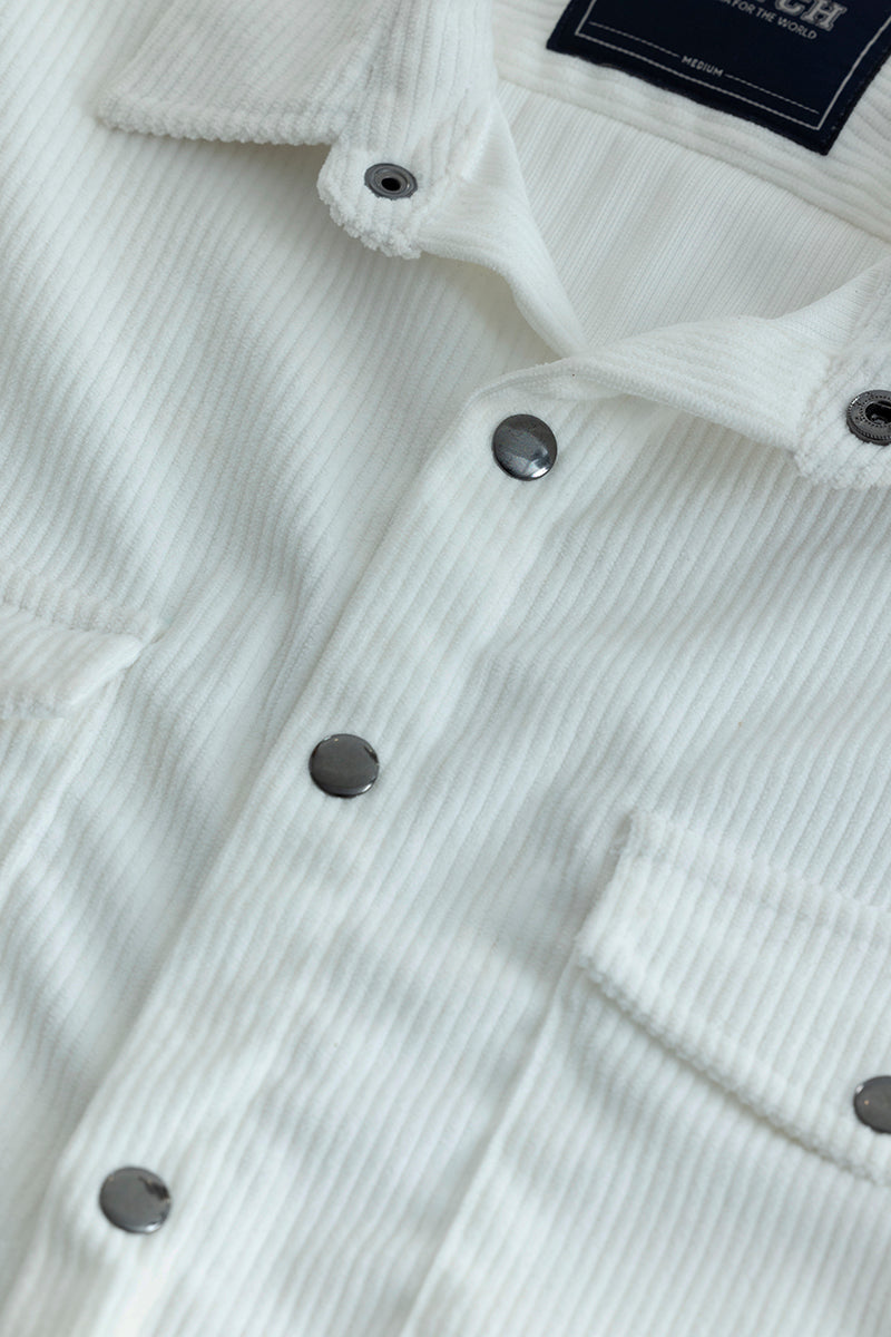 Jezzi White Corduroy Overshirt