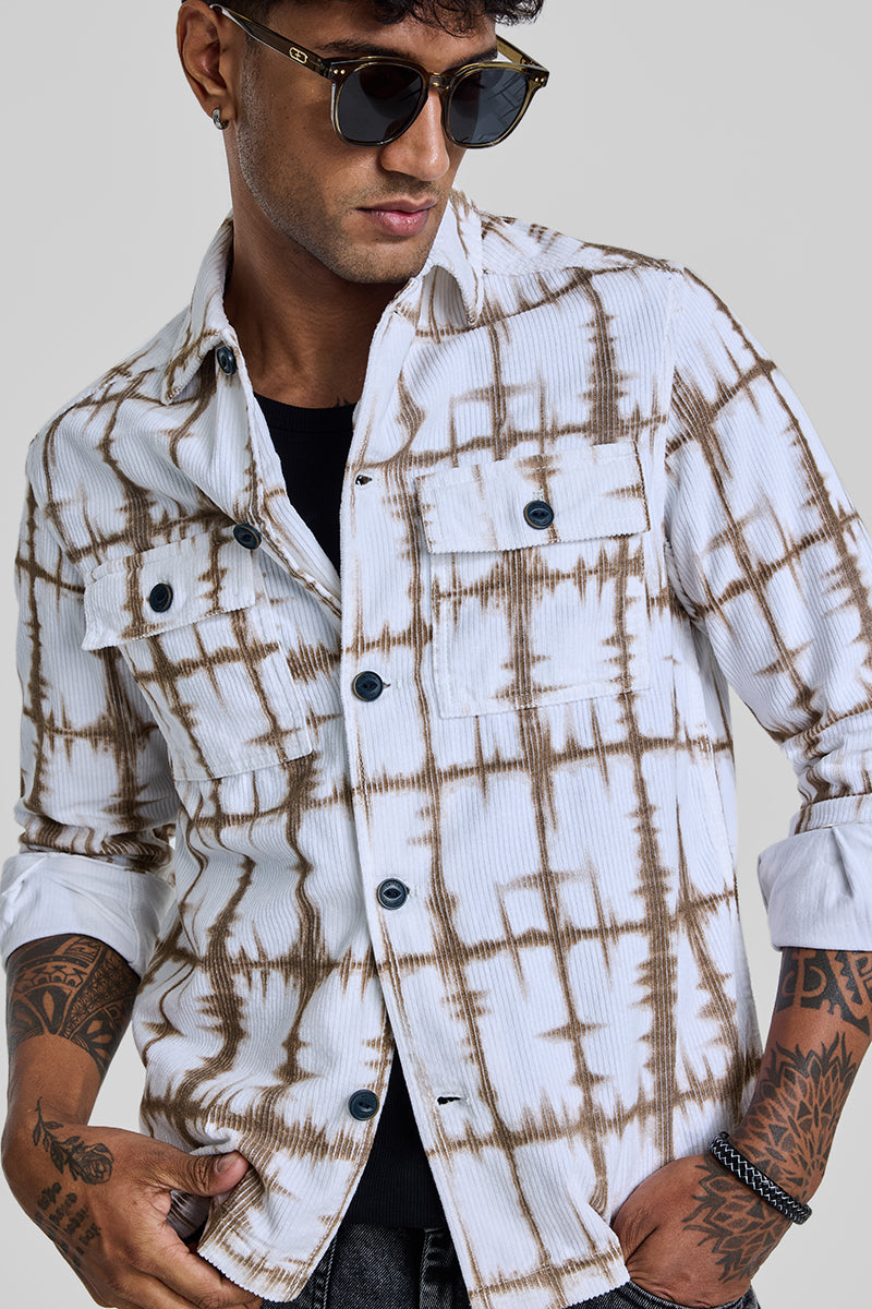 Brown Abstract Corduroy Overshirt