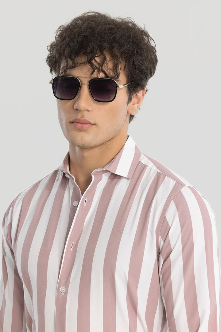 Mauve Slim Fit Stripes Shirt