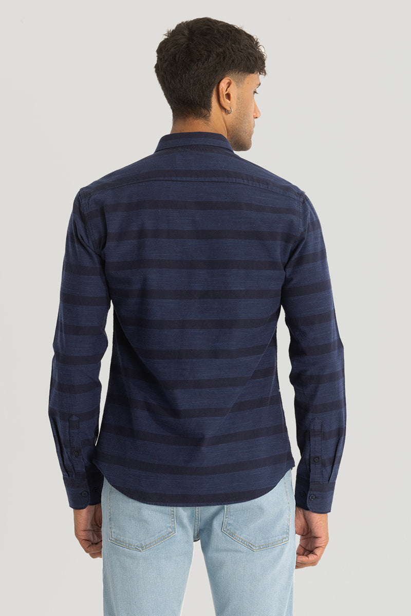 Navy Slim Fit Stripes Shirt