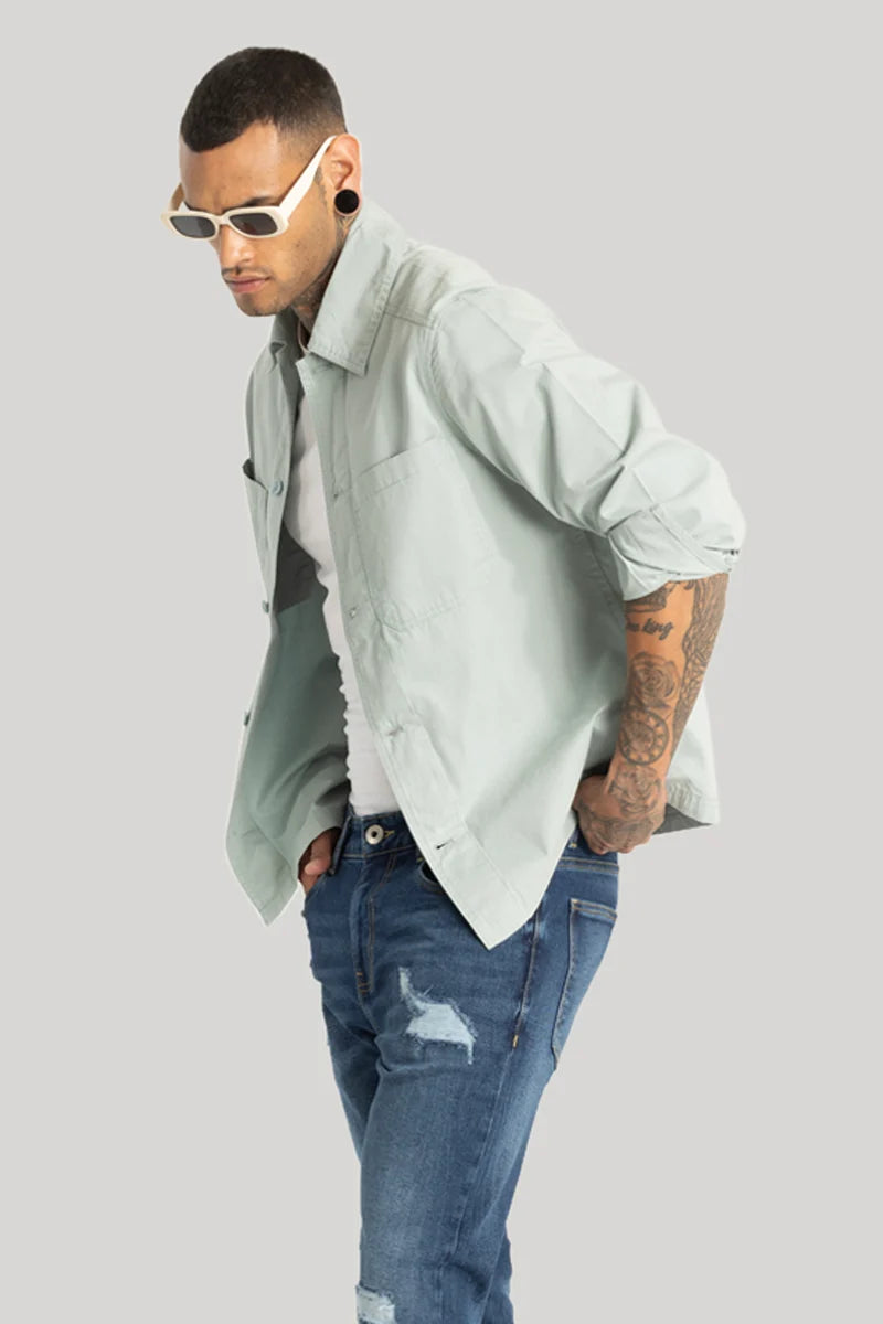 Double Pocket Light Blue Overshirt