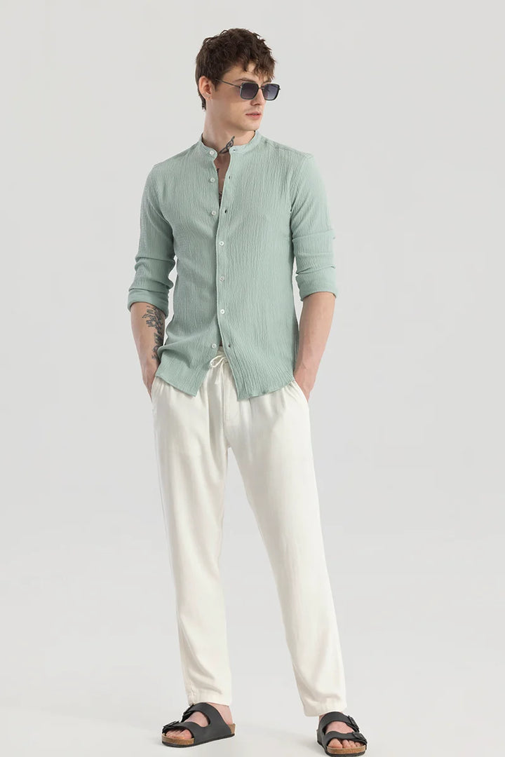 Berit Light Green Textured Shirts