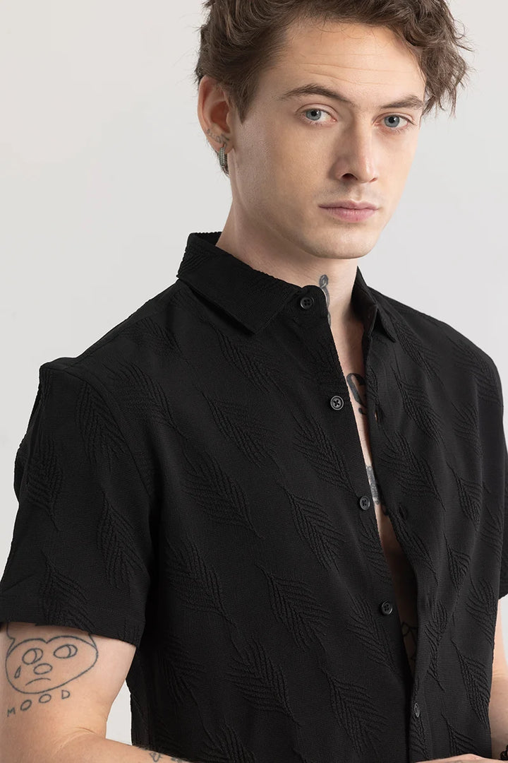 Leaf-Off Black Textured Shirt