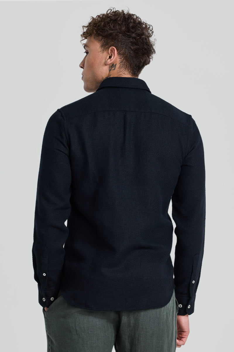 Black Textured Slim Fit Shirt