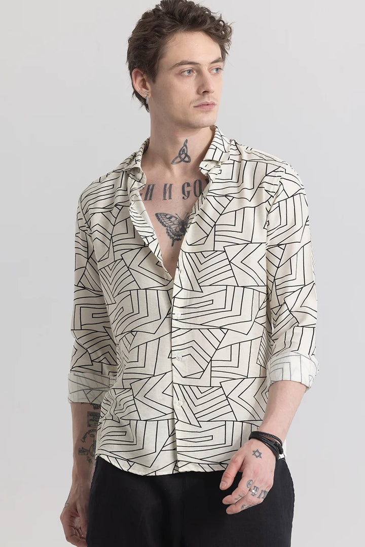 Geoshard Abstract White Shirt