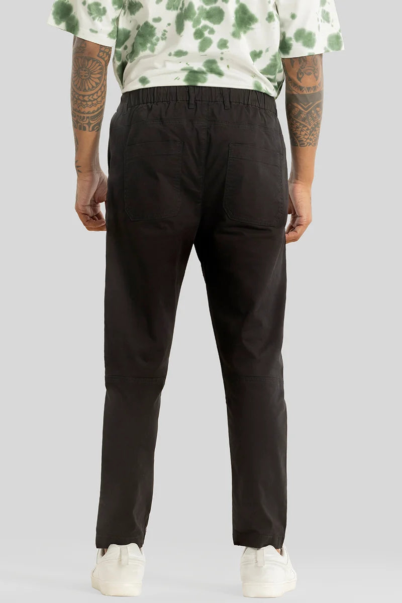 Odyssey Black Plain Slim Fit Trousers