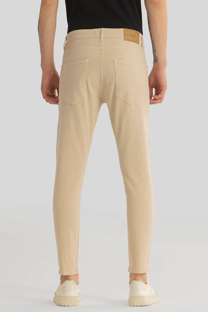 Quantum Cream Plain Skinny Fit Jeans