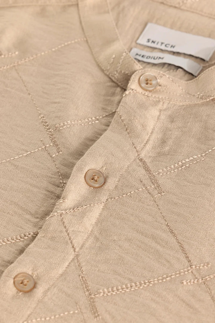 Giovanni Beige Embroidered Shirt